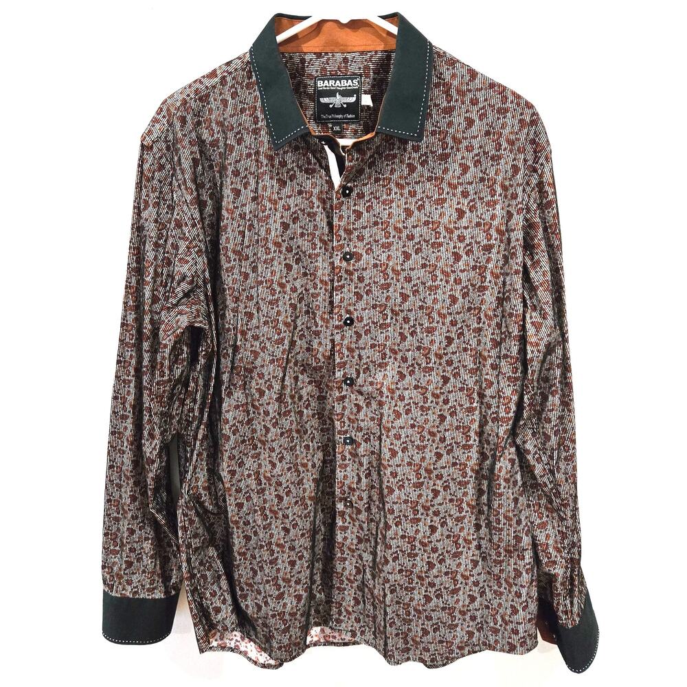 Barabas 2XL Corduroy Shirt Men's Long Sleeve Button Down Paisley Flip Cuffs